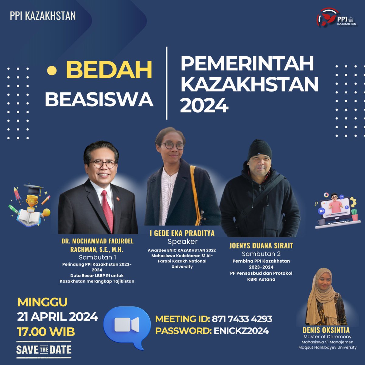 Ayo para pelajar dan mahasiswa Indonesia yang ingin kuliah S1, S2 dan S3 di #KAZAKHSTAN ikuti #BedahBeasiswa bersama <a href="/PPI_Kazakhstan/">PPI Kazakhstan</a> dan koordinator fungsi Penerangan, Sosial dan Budaya KBRI Astana Joeannis Sirait. Semudah apa ya mendapatkan bea siswa di universitas2 Kazakhstan