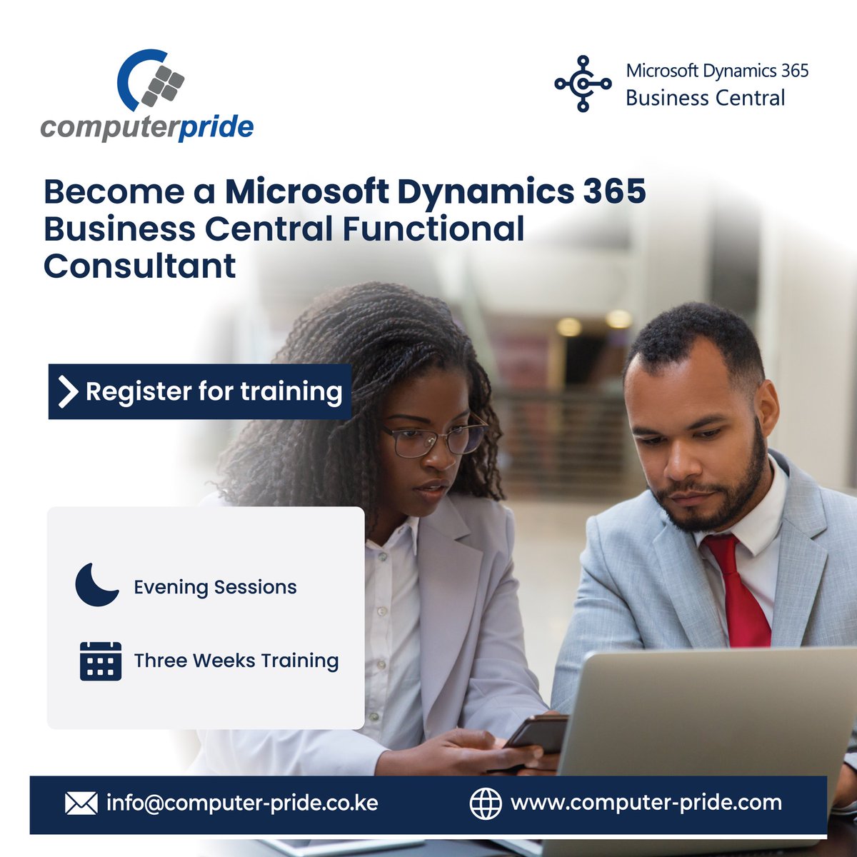 Computer_Pride's tweet image. Become a Microsoft Dynamics 365 Business Central Functional Consultant with our flexible evening training program.
📞 +254 705 900 900/ +254 708 414 141
✉️ info@computer-pride.co.ke
computer-pride.co.ke
#computerpride #Microsoft #businesscentral #Dynamics365