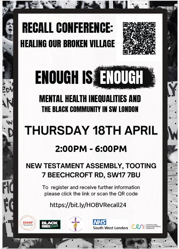 Black people are five times more likely to be detained under the Mental Health Act and wider mental health inequalities remain unaddressed. I'll be joining the Healing our Broken Village Black Mental Health Conference to discuss steps to reduce injustice in mental health care.