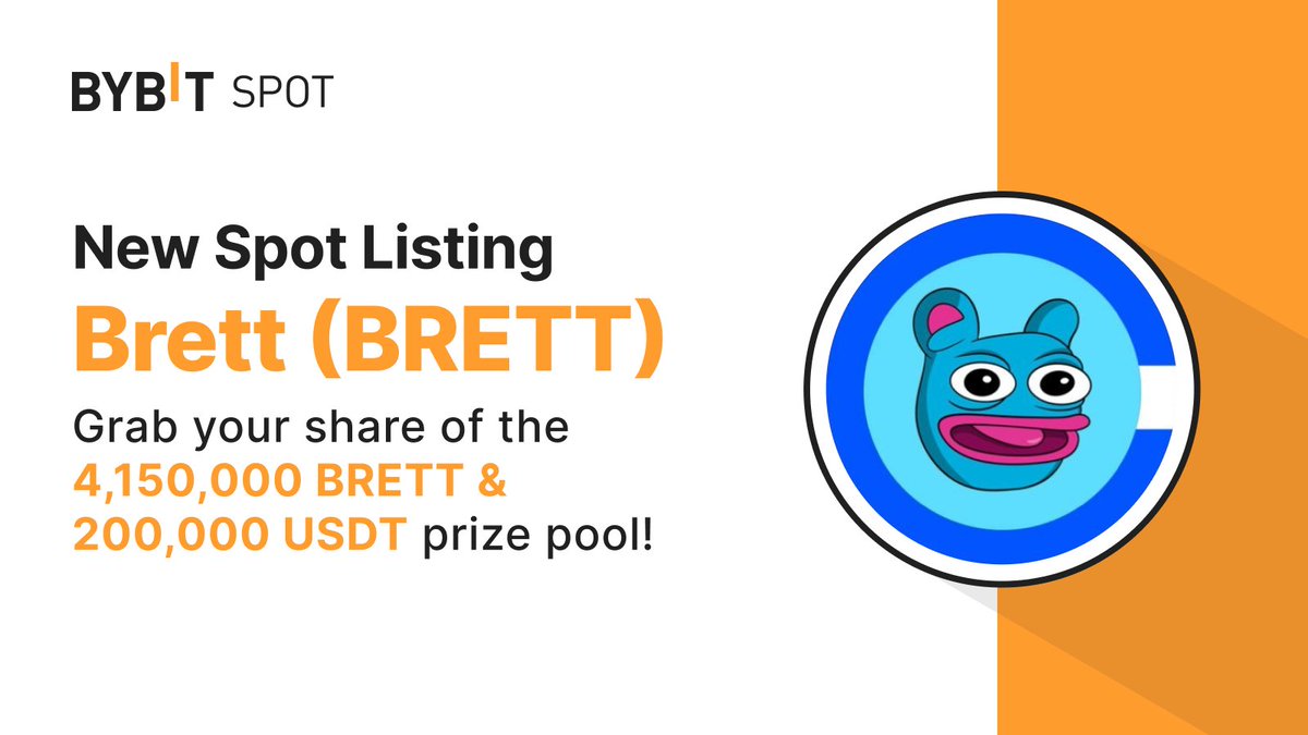 📣 $BRETT Deposits via the Base network are open with <a href="/BasedBrett/">Brett</a>

🗓 Listing: Apr 18, 2024, 8 AM UTC. Grab a share of the 4,150,000 $BRETT &amp; 200,000 $USDT Prize Pool!

🎁 Token Splash: i.bybit.com/10labV1
🌐 Learn More: i.bybit.com/abpfF3I

#TheCryptoArk #BybitListing