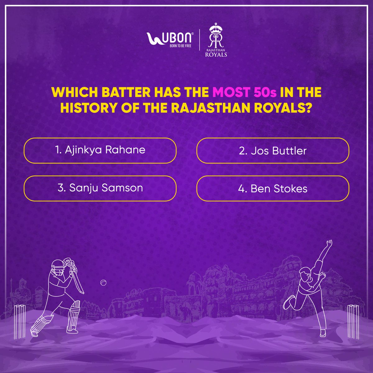 RR x UBON 
#ContestAlert 🚨 

Steps to Participate: 
1. Follow <a href="/UbonIndia/">Ubon</a> on Twitter  
2. Retweet this Tweet and Tag <a href="/UbonIndia/">Ubon</a>
3. Comment your answer below and use #SarChadGayaHaiUtregaNahi