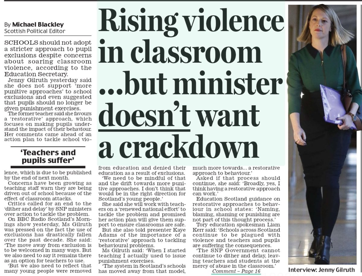 Lawless classrooms harm the education of the well-behaved majority – but it’s a problem that won’t be solved by the SNP pandering to the most violent and disruptive pupils. It's staggering that the SNP's Jenny Gilruth is deemed suitable to be the Education Secretary.
