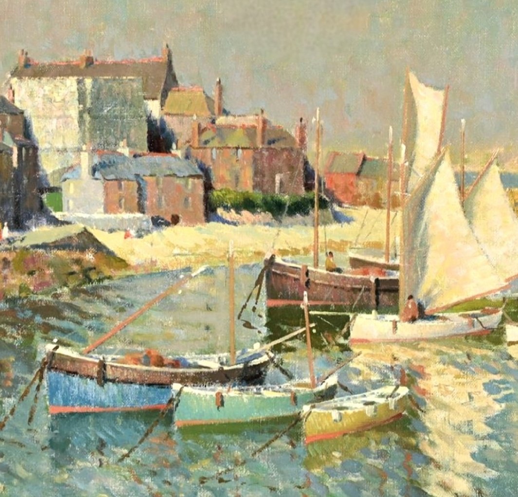 Detail from 'St. Ives Harbour' ARTHUR HAYWARD (British 1889-1971) Oil on canvas Signed, 19 x 24' Exhibited at Marlow, Messum's, British Impressions, 2012, no.16 #arthurhayward #cornwallgroup #stives #cornwall #kernow #StIvesSchoolofPainting #NewlynSchool #StanhopeForbes