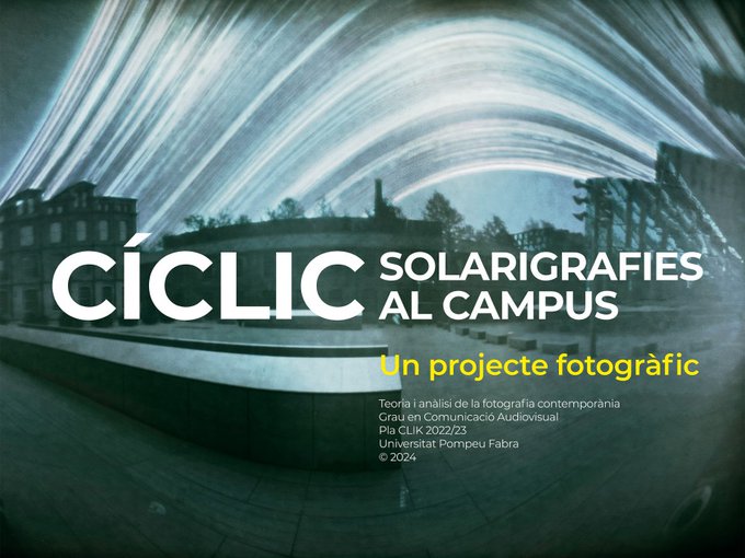 Avui s'inaugura l'exposició Cíclic: solarigrafies al campus que consta d’imatges realitzades durant un 2 anys per estudiants del grau en Comunicació Audiovisual de la #UPFBarcelona👉 bit.ly/expo_Ciclics. Us hi esperem! 🗓️ 18/04/24 🕜 13.30 h 📌 Galeria de l'@AreaTallersUPF