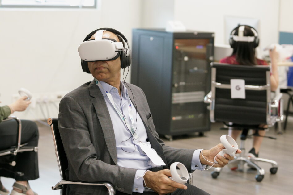 ManeeshJuneja's tweet photo. I tried the global collaboration village platform at #PHAM2024 and was really astounded at how well designed and immersive it was. I learned so much and enjoyed how it helped me and the other participants better understand issues in #PlanetaryHealth. I can see how this use of #XR could foster greater collaboration