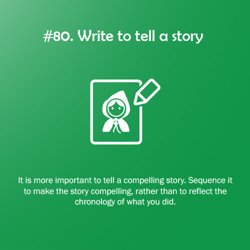 PhD Rule of the Game #80: Write to Tell a Story. All 100 PhD + 100 Research Rules of the Game are available at bit.ly/2CxcsRd and bit.ly/2JNbTsj #100PhDRules #PhD #phdchat #phdadvice #phdforum #phdlife #ecrchat #acwri