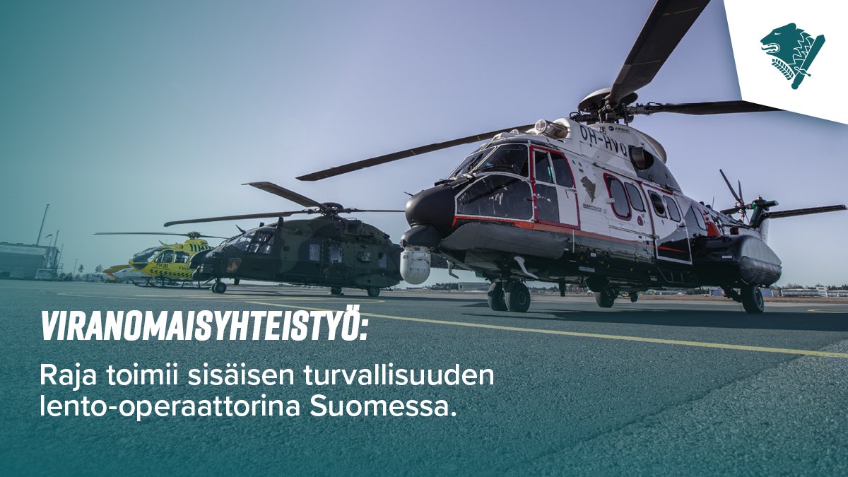 Raja toimii sisäisen turvallisuuden lento-operaattorina Suomessa ja tekee kaikkea mahdollista, mitä viranomainen voi helikopterilla tehdä. Laaja viranomaisyhteistyö tekee toiminnasta sekä kustannustehokasta että kansainvälisesti ainutlaatuista.
