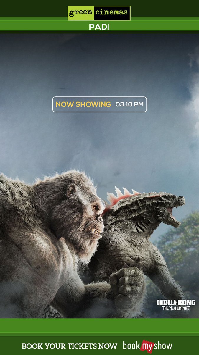 This duo is still ruling the screens. #GodzillaXKong is NOW PLAYING at #GreenCinemas Padi in Tamil 🦖🦍 Get Your Tix 🎟️: bit.ly/Greencinemaspa… #GodzillaXKongAtGreenCinemas