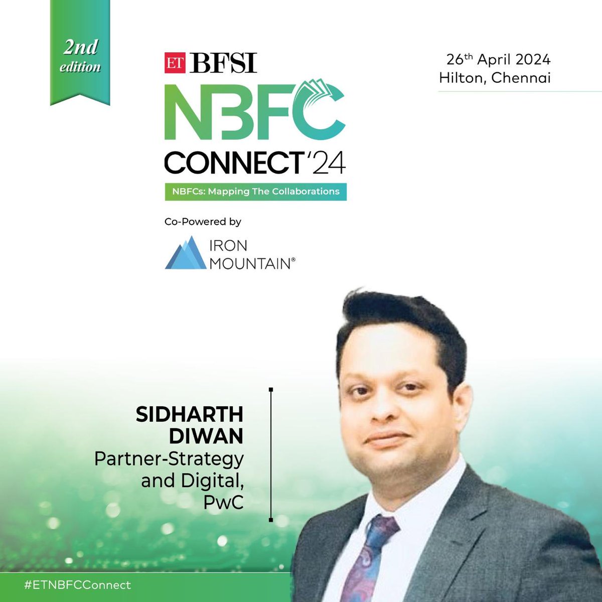Thrilled to welcome Sidharth Diwan, Partner-Strategy and Digital at @PwC_IN, as one of our distinguished speakers for the ETBFSI NBFC Connect 2024 in Chennai on April 26th! Know more- zurl.co/q8is #ETBFSI #ETNBFCConnect #Chennai2024 #BFSIEvent #Finance #NBFCs