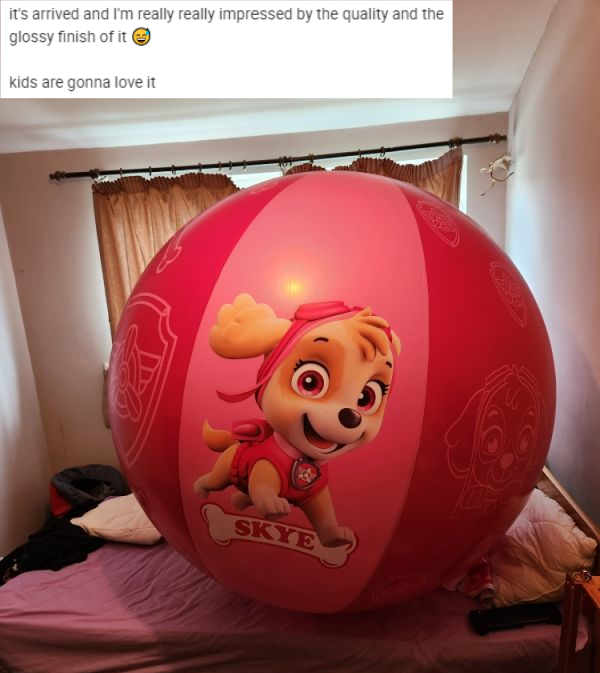 Thanks for the feedback from our customer🌹 It's 1.2m glossy material PAW Patrol skye beach ball. Welcome to share your ideas and customize your exclusive toys, for more info, pls email me:hongyi09@foxmail.com #inflatable #beachball #Skye #PAWPatrol #hongyi #custom