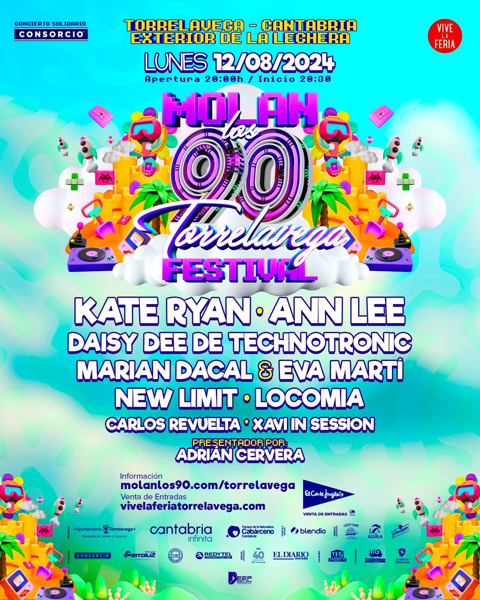 El Festival “Molan los 90” llega a #ViveLaFeria24 el 12 de agosto Torrelavega🎶✨
¡¡Te esperamos !! 

🎟 Entradas de día desde 26€ en el link de la BIO, en conciertosdecantabria.com y en El Corte Inglés 🤩

<a href="/cant_infinita/">Cantabria Infinita</a> #CantabriaMasXDescubrir #ViveLaFeria2024 #MolanLos90 #los90