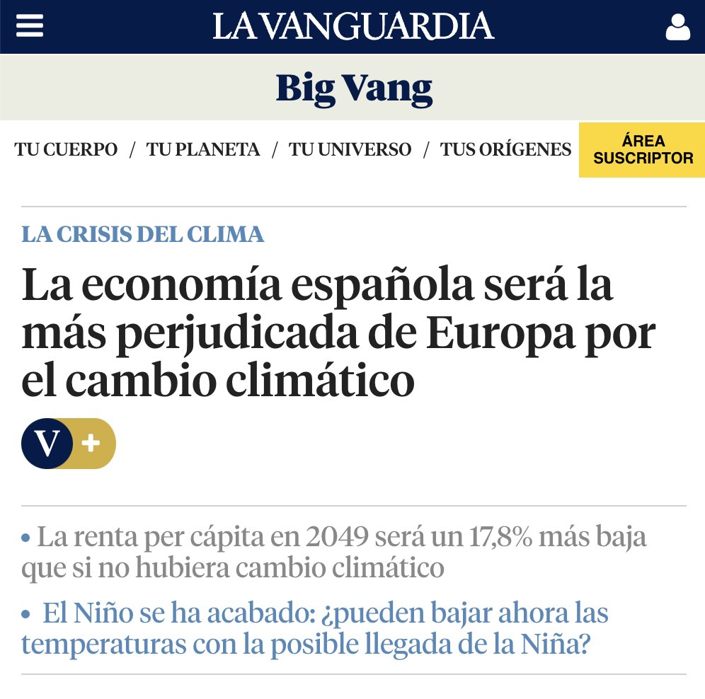 Se’n parla molt de quant costaria tirar endavant la transició ecològica, però els costos de no impulsar-la serien encara més grans: perdrem el 20% de la nostra economia si no actuem.

No hi ha temps per excuses. L’emergència és ara.
lavanguardia.com/ciencia/202404…