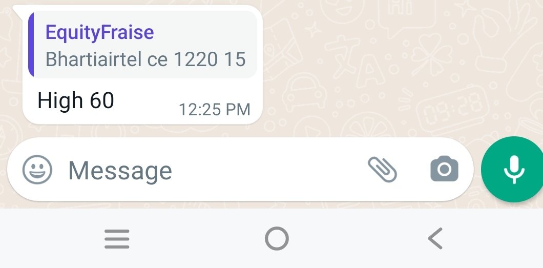 #BhartiAirtel
 CE 1220 15 touching now 60.. .
Thanks for trusting ❤️..