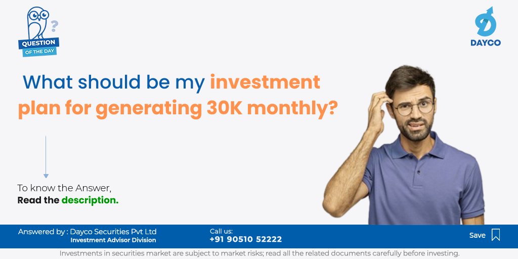 Some of the best investments for regular income are SCSS, POMIS, FDs, MF SWP, Gsecs, and annuity plans. Invest as per your risk profile and circumstances.

#daycoindia