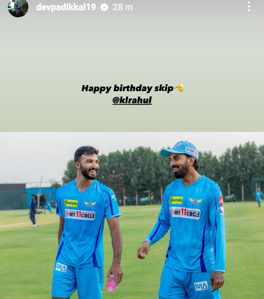 Devdutt Padikkal wishes happy birthday to his skipper. 🥰💙 #HappyBirthdayKLRahul | #IPL2024