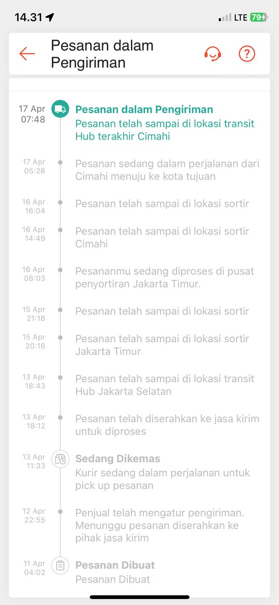 chndr_am's tweet photo. @katshyck Dari tanggal 11 April blm sampe 👍 https://t.co/CbRY050Jhm