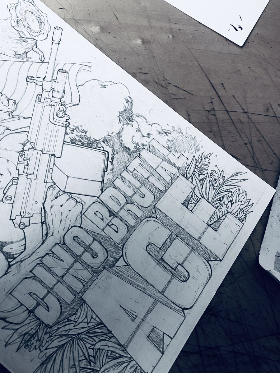 DINO BRUTAL AGE : encrage terminé, je commence les retouches. Histoire complète de 100 pages, pied au plancher du début à la fin, c’est n’importe quoi. Sortie en octobre.