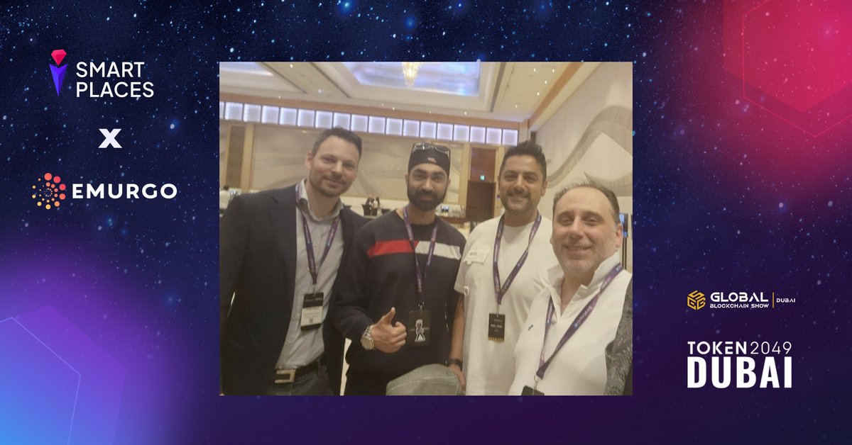 SmartPlaces x Emurgo🤝 Our Co-Founders and co-CEOs, Björn and Gianluca, met Nikhil Joshi and Amaresh Singh from @emurgo_io at the Global Blockchain Show @0xGBS in Dubai!