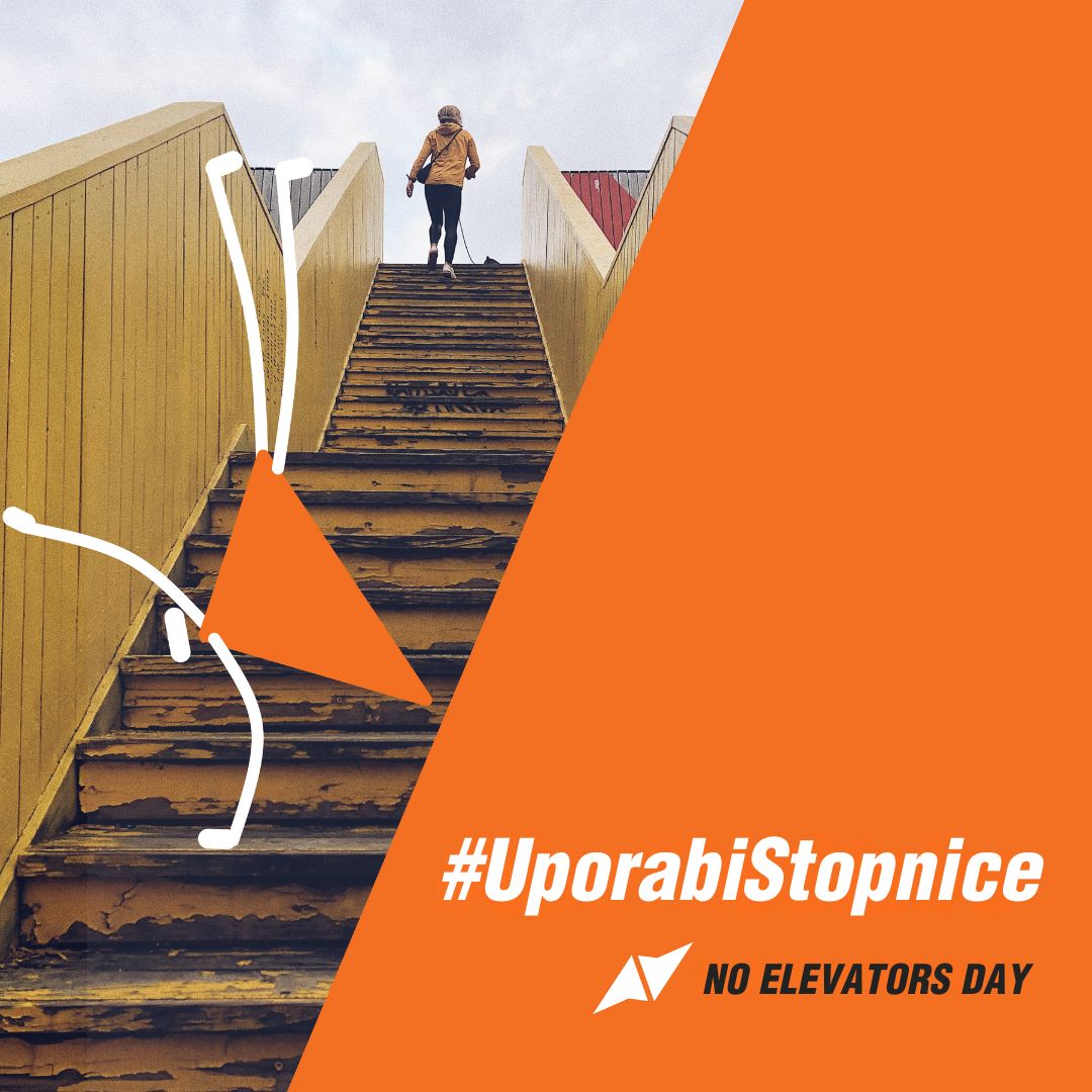 SportnaUnija's tweet photo. Letos je NO ELEVATORS DAY v sredo, 24. aprila 2024. Pridruži se mednarodni iniciativi Dan brez dvigal in bojkotiraj stopnice!
#UseTheStairs #UporabiStopnice https://t.co/cV3y8n2sSi