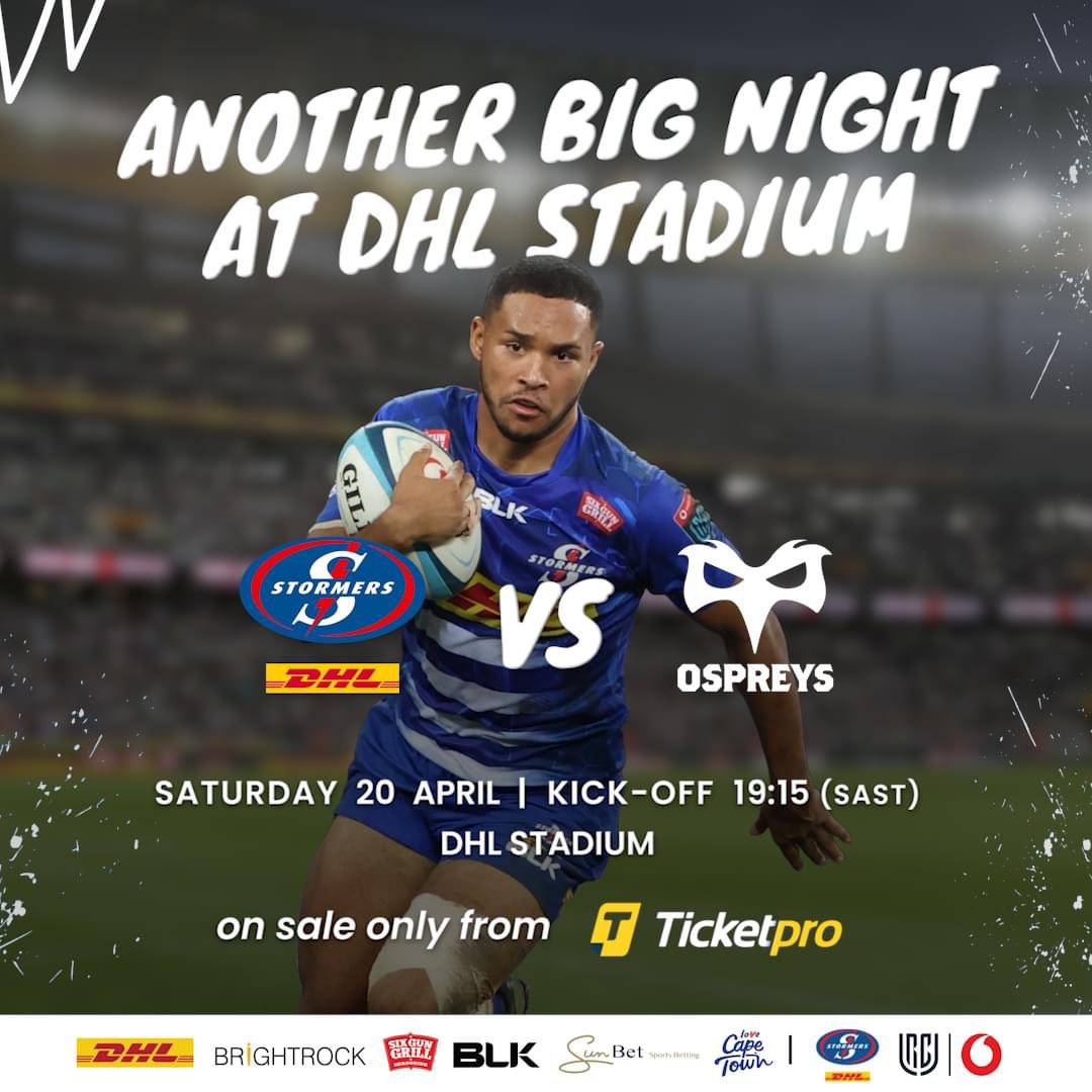 The Stormers are playing at home this weekend! Let’s get out to DHL stadium and show our support! 🏉