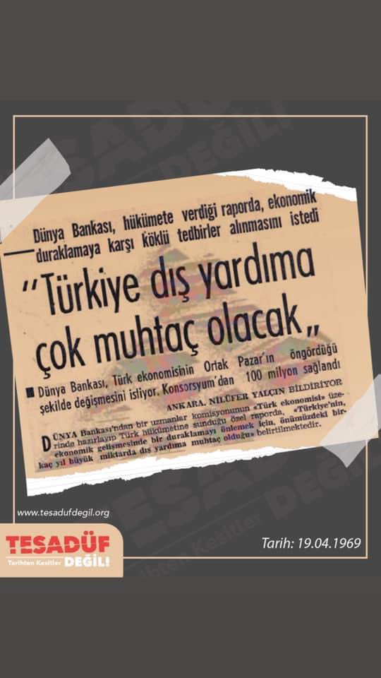 Yıl 1969 Dünya Bankası Ekonomik Duraklamaya Karşı Uyarıda Bulundu. #1969 #Türkiye #EkonomikKriz #DünyaBankası #Kriz