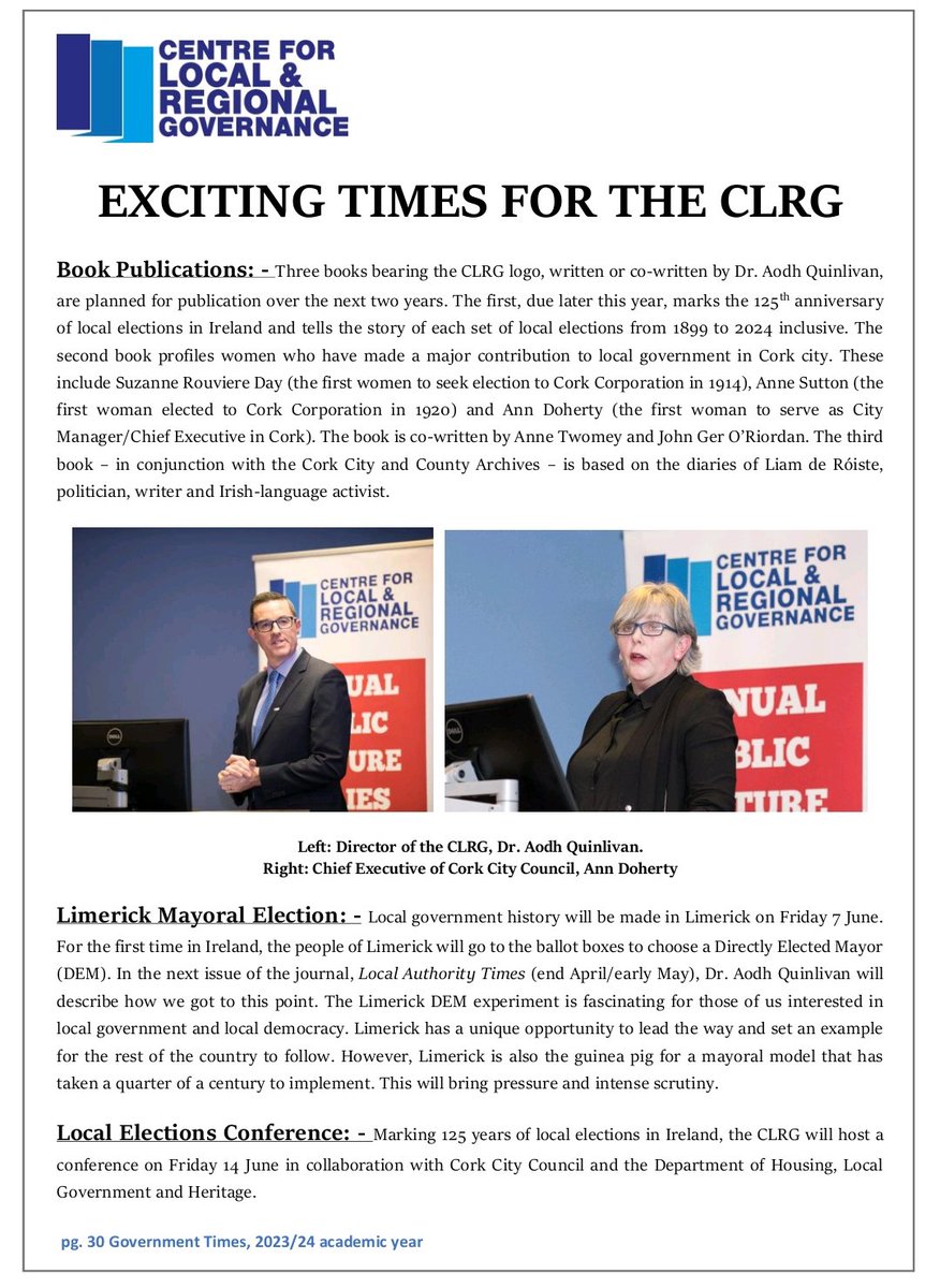 Issue 82 of GOVERNMENT TIMES is now out @UCC. 30 pages describing recent activities of students & staff in the Department of Government & Politics. A lot is happening! Issue 82 will be posted online today. @CACSSS1 @MaryCMurphy @johbees @GovUCC @uccgovpol @jfcryan @CLRGUCC