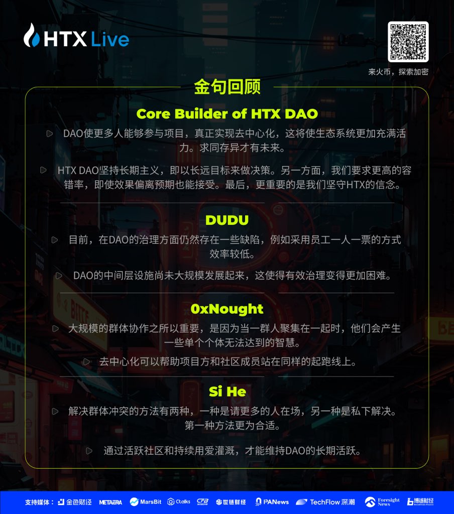 超2万用户同火币在space和直播间和@HTX_DAO 一起解密 #DAO🔥

📝 我们二次整理了嘉宾老师对于DAO的观点与看法，诚邀大家一起讨论如何建设一个更好的DAO💪

更多精彩优质内容，尽在 #火币直播Space