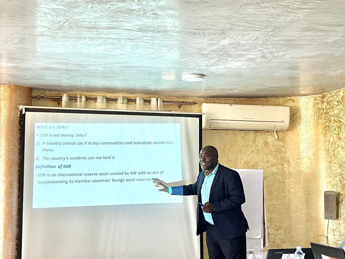 It is Day 3 of the training for MPs from @Parliament_Ug on debt and SDRs. Our facilitator of the day is Dr. John Seruyange from @Makerere School of Economics and he is taking us through SDRs.
