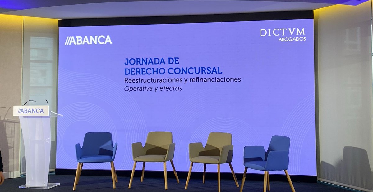 dictumabogados's tweet photo. ¡Todo listo y a punto de empezar en el auditorio del Edificio Abanca Seguros para la Jornada de Derecho Concursal “Reestructuraciones y refinanciaciones: operativa y efectos”!
@SomosABANCA #insolvencia #concursal #preconcurso #reestructuración #TRLC #leyconcursal #mercantil https://t.co/0K0proHrNK