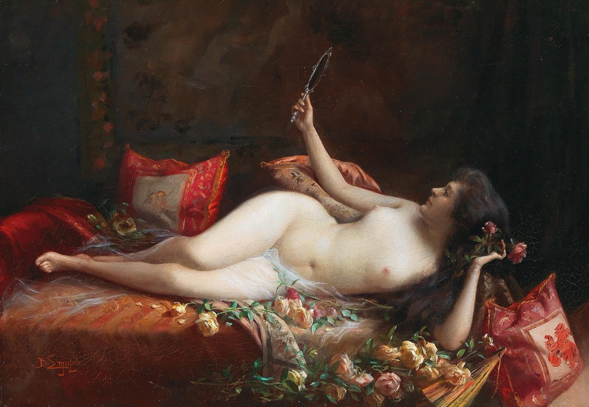 On a Bed of Roses by Delphin Enjolras (Late 19th - Early 20th Century)