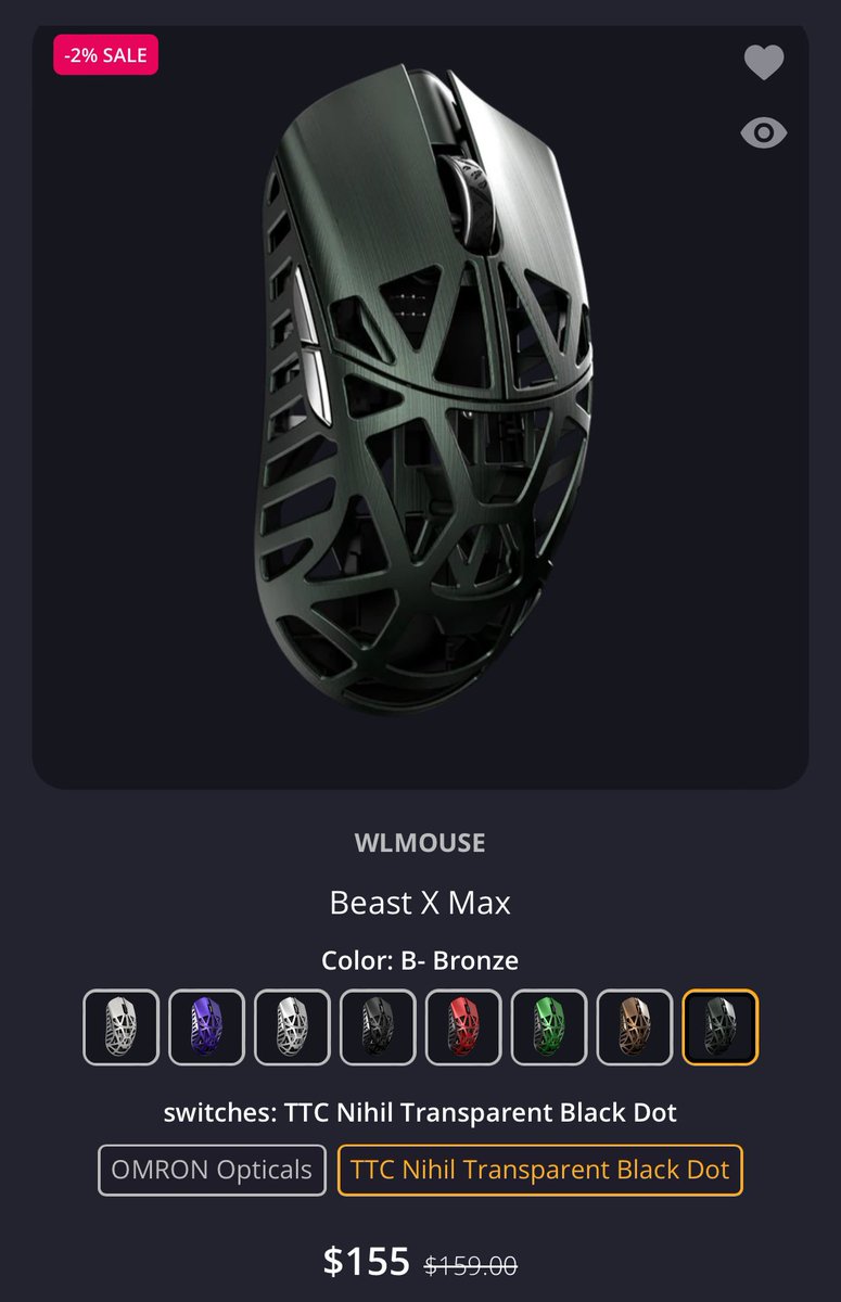 wlmouse beast x max b-bronze 限定カラー 【公式通販】