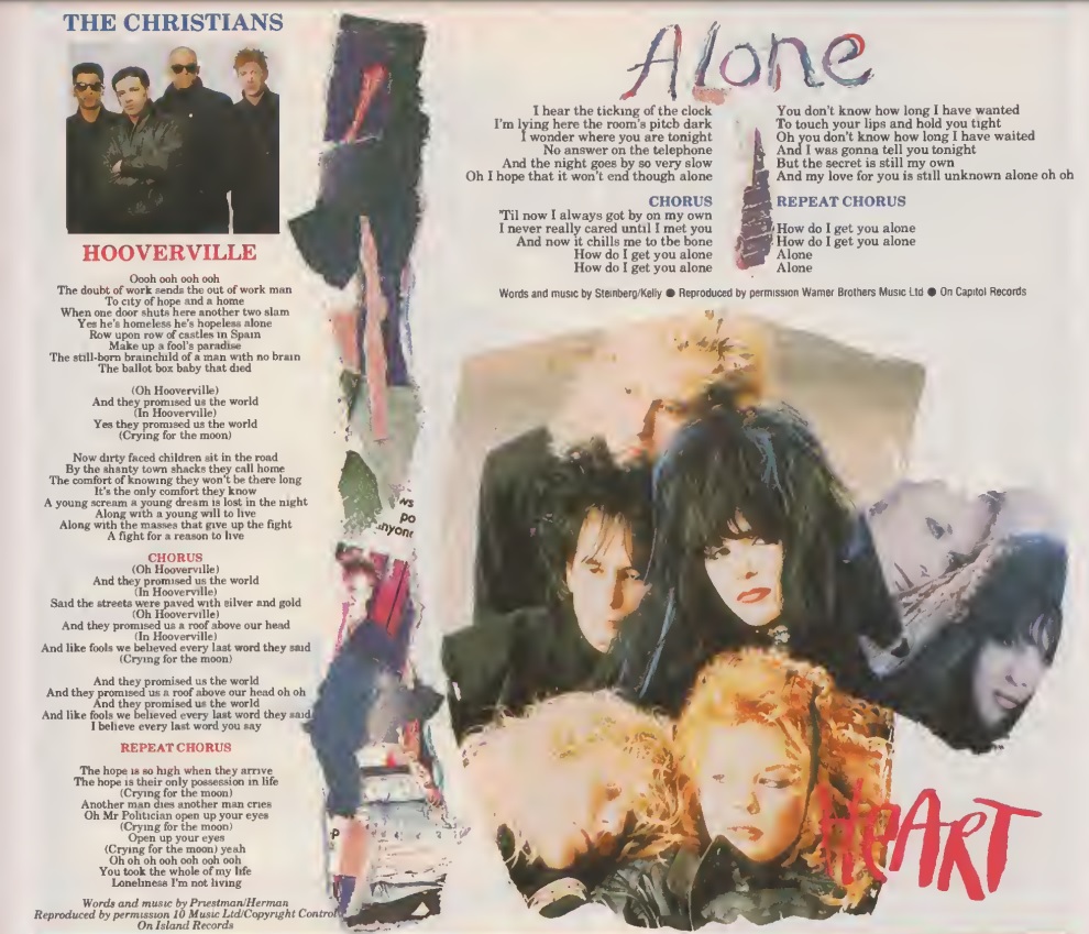 Just been sent this, from Smash Hits July '87, lyrics to @TheChristians' Hooverville. Coincidentally, I was in York yesterday with co-writer (& dear friend) @markwherman; we first met at school when we were 8 years old, & we're still writing together (2 songs on my next album).