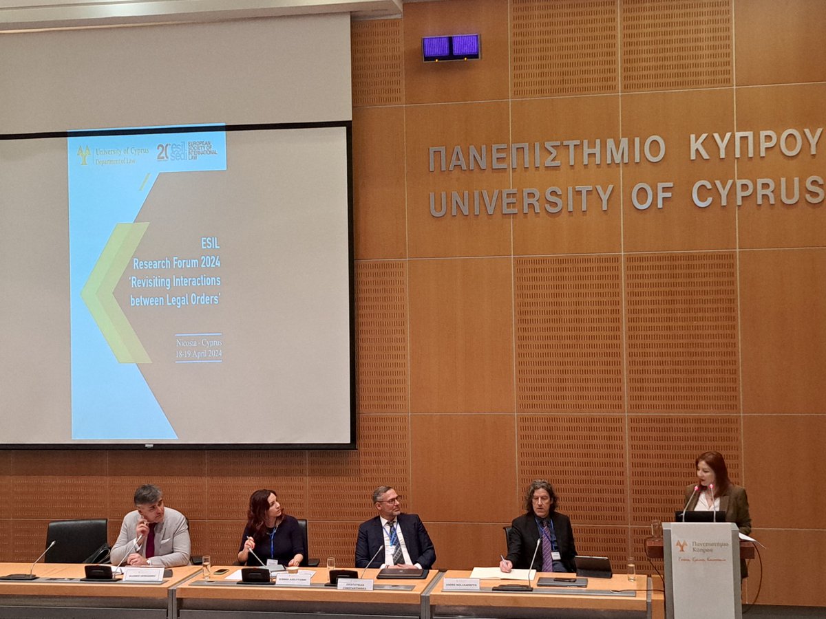 The 2024 ESIL Research Forum, organized by the @UCYOfficial, has just kicked off at Nicosia! For the next two days we will be revisiting the interaction between various legal orders.
#ESILRF24 #internationallaw
@Intlaw_eci @AthensPIL