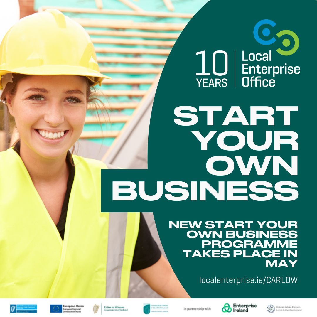 Interested in starting your own #Carlow business or just started? Take the first step by attending our Start Your Own Business programme! Full details at buff.ly/2WwTaTR #StartUp #Business #BusinessTraining #MakingItHappen