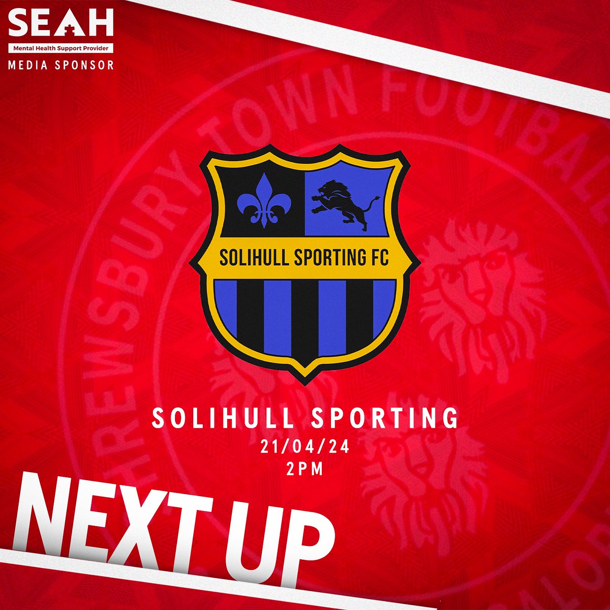 🔜 NEXT UP 🆚 Solihull Sporting Fc 🗒 21st April 2024 🕑 2pm KO 🏟️ John Henry Newman Catholic College, B37 5GA 🎟️ Adults £3, Concessions £1 🔴⚪ #Salop