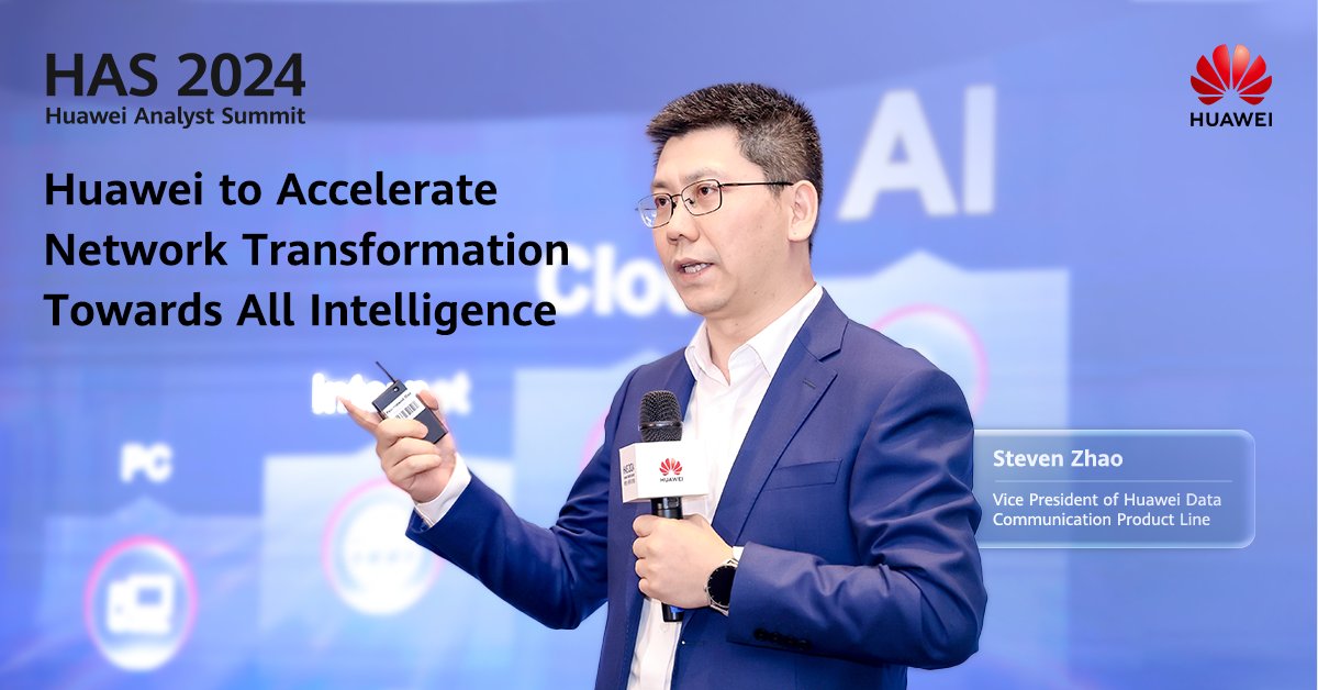 At #HAS2024, #Huawei VP of Data Communication Product Line Steven Zhao shared how the company will upgrade network capabilities and accelerate network transformation towards “All Intelligence” in the Net5.5G era. Learn more: tinyurl.com/2s3sp59x #InnovateForImpact #5GAdvanced…