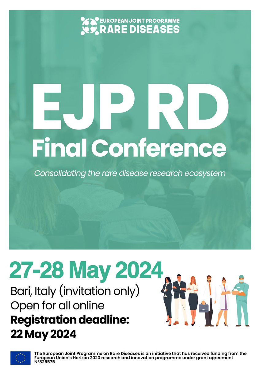 Exciting update for rare disease enthusiasts!🌟 Registration deadline for the Final @EJPRareDiseases Conference extended to May 22 2024! Join us online May 27-28, 2024 for engaging sessions on RD research. Check out the agenda and secure your spot today! ejprarediseases.org/ejp-rd-final-c…