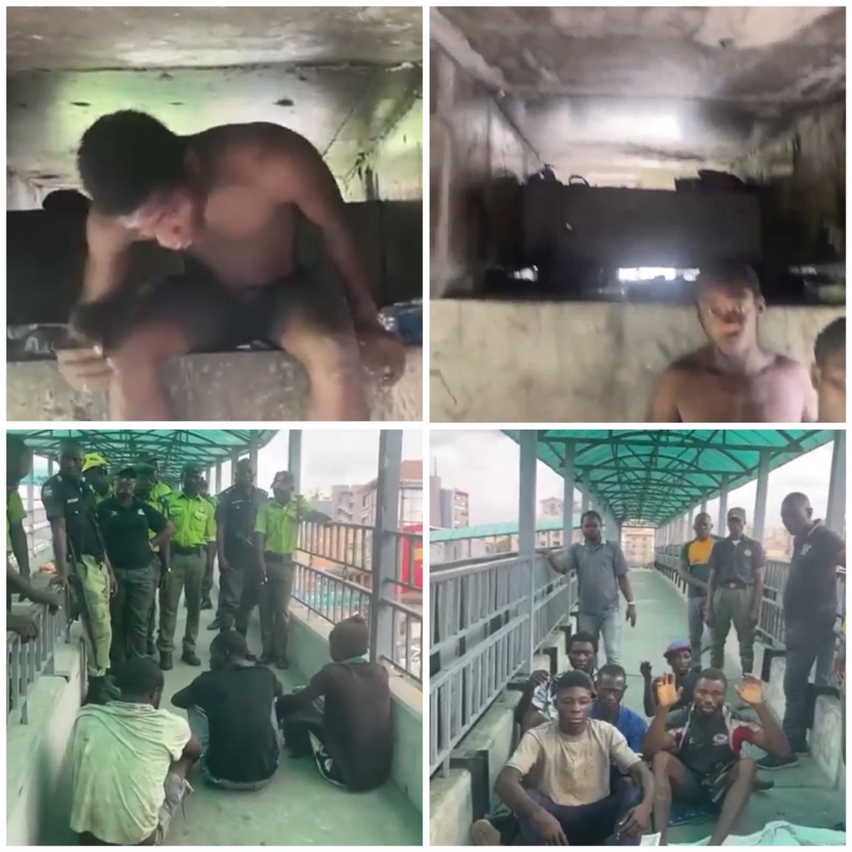 Naija_PR's tweet photo. 12 misfeasors were arrested yesterday by KAI for sleeping under Ikate-Elegushi bridge in Lagos https://t.co/jw2xAglkfT