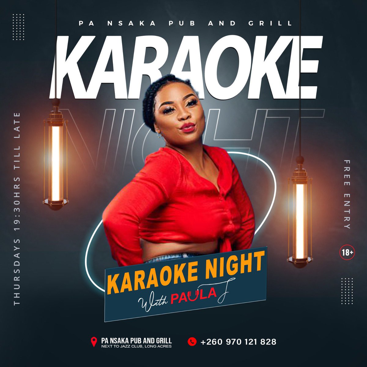 Let’s link up at your favorite karaoke joint in town at Pa Nsaka Pub & Grill opposite Jazz club in Long Acres with your favorite girl PAULA J. Come and have fun and let’s sing the night away together. See you tonight…💃🏽 #KARAOKETHURSDAY #MATUREVYBZONLY #PANSAKA