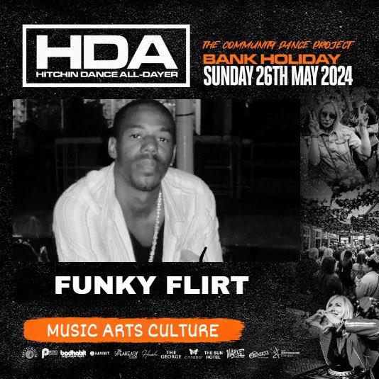 Hope your all well 1❤️ to the family👍🏼 look out for the May bank holiday weekend Sunday 26th May HDA Hitchin Dance all-Day
Catch Funky Flirt n Shockin doing a set with me there also doing a Rave to DnB set the sets are at two different venues one ticket!