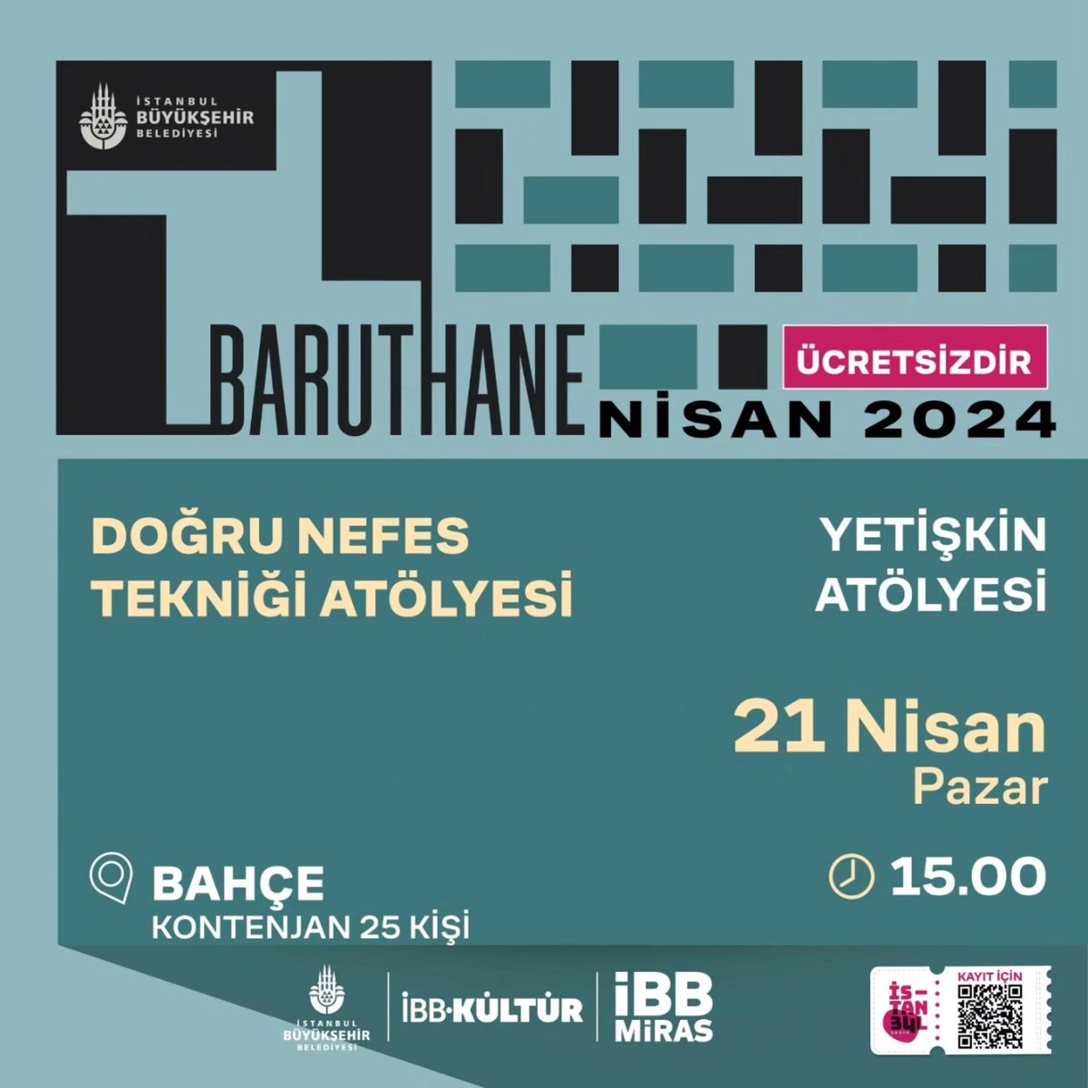 324 yaşındaki Baruthane’nin kapıları tüm İstanbullulara açık!

📌 Etkinliğimiz ücretsizdir!
Sınırlı sayıda kontenjanı bulunan ücretsiz biletlerinizi şimdi İstanbul Senin uygulaması üzerinden temin edebilirsiniz.

Adres: Ataköy Baruthanesi (Adres: Ataköy 2-5-6. Kısım…