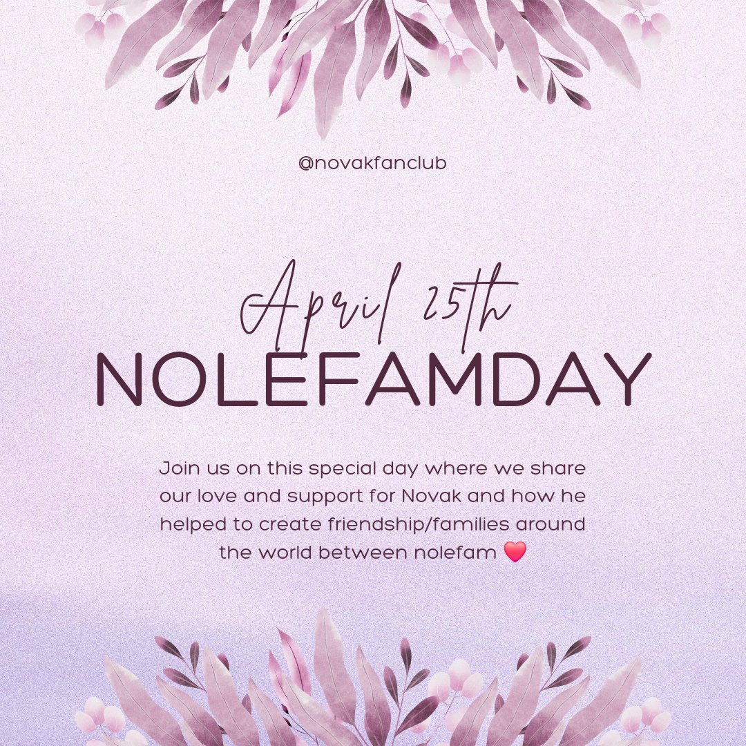 NovakFanClub's tweet image. #NOLEFAMDAY is coming 🥰

Stay tuned for more info 😊