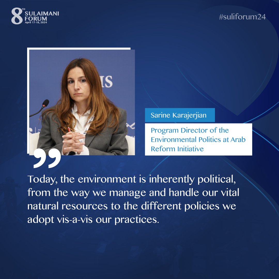 auisofficial's tweet photo. Program Director of the Environmental Politics at Arab Reform Initiative, @sarinekk, at the 8th Sulaimani Forum.

#AUIS #IRIS #suliforum24 https://t.co/URqqlV0M3a