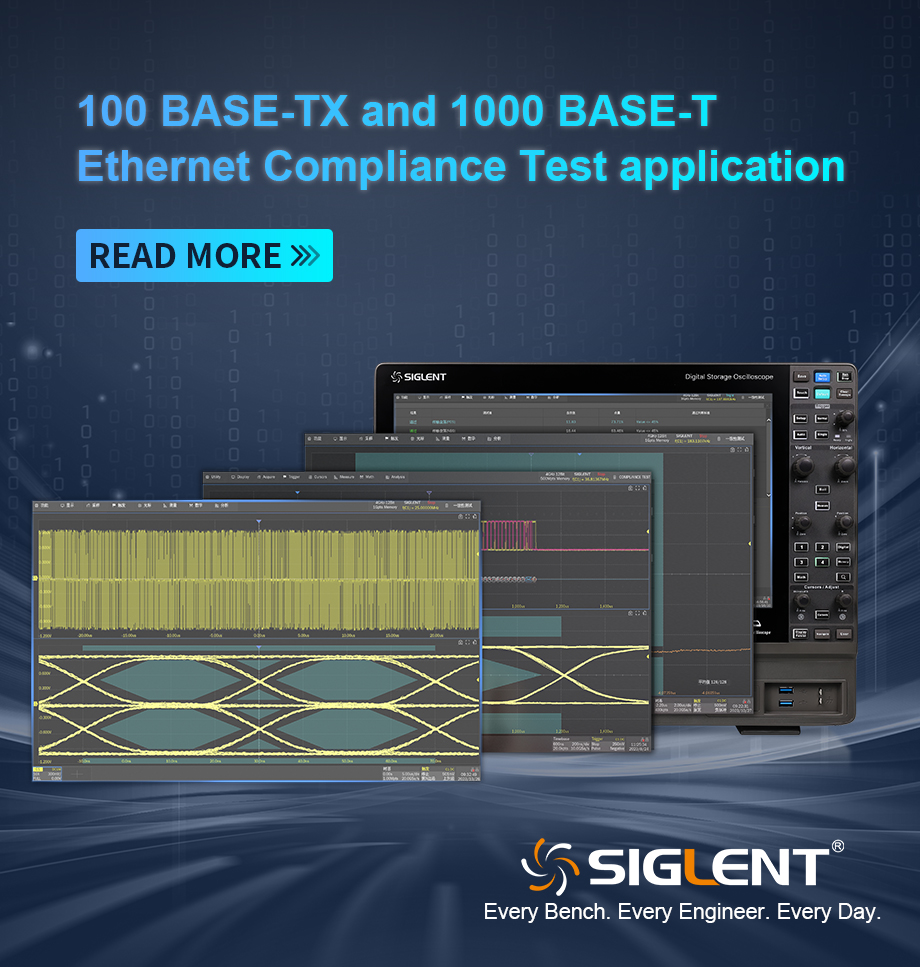 Siglent now provides 100 BASE-TX and 1000 BASE-T Ethernet Compliance Test application to verify the Ethernet transmitter device under test (DUT) compliance to specifications. Click here for more information. 👇 📌bit.ly/3xD7h29 📌bit.ly/3xD7kel