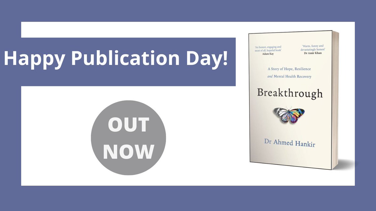A huge congratulations to @ahmedhankir on the publication of his new book 'Breakthrough: A Story of Hope, Resilience and Mental Health Recovery' (@thisiscapstone), which is out today! We're delighted to be working with you and sharing your story!