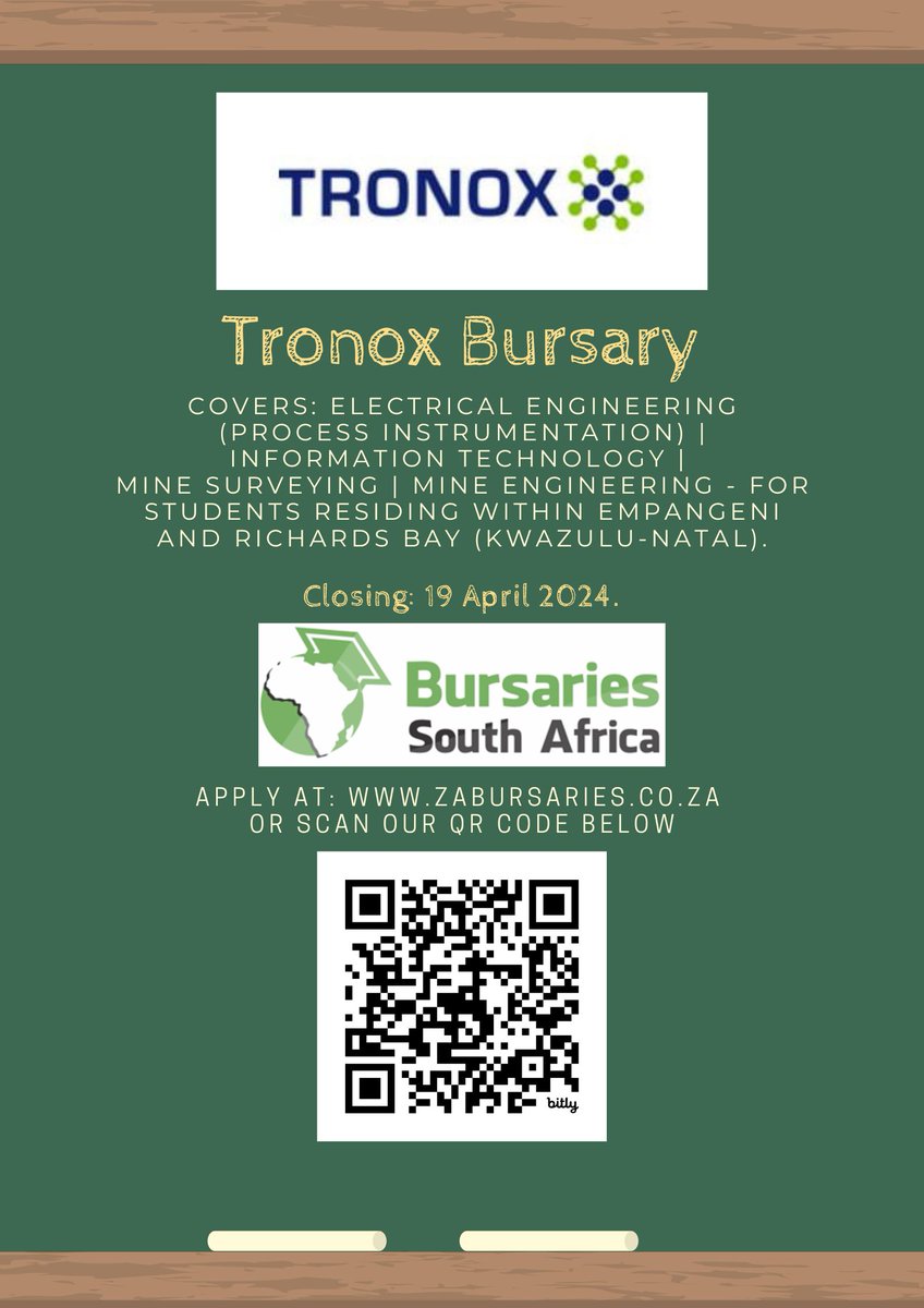 REMINDER: The Tronox Bursary is closing TOMORROW! bit.ly/TronoxBursary