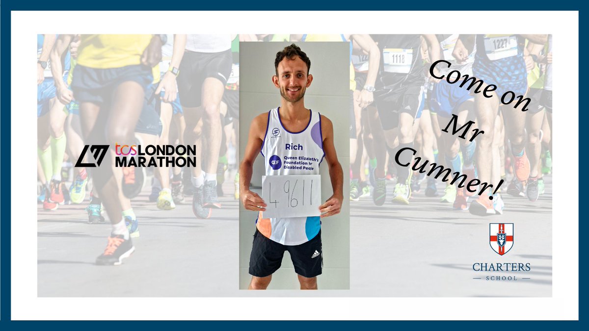 We would like to wish Mr Cumner all the best for the @LondonMarathon this weekend. He is aiming to raise £2,000 for @QEF1 who provide life-changing services to disabled children & adults. Donations to Mr Cumner's fundraising page can be made here bit.ly/3TZOPZj #Unity🏃‍♂️