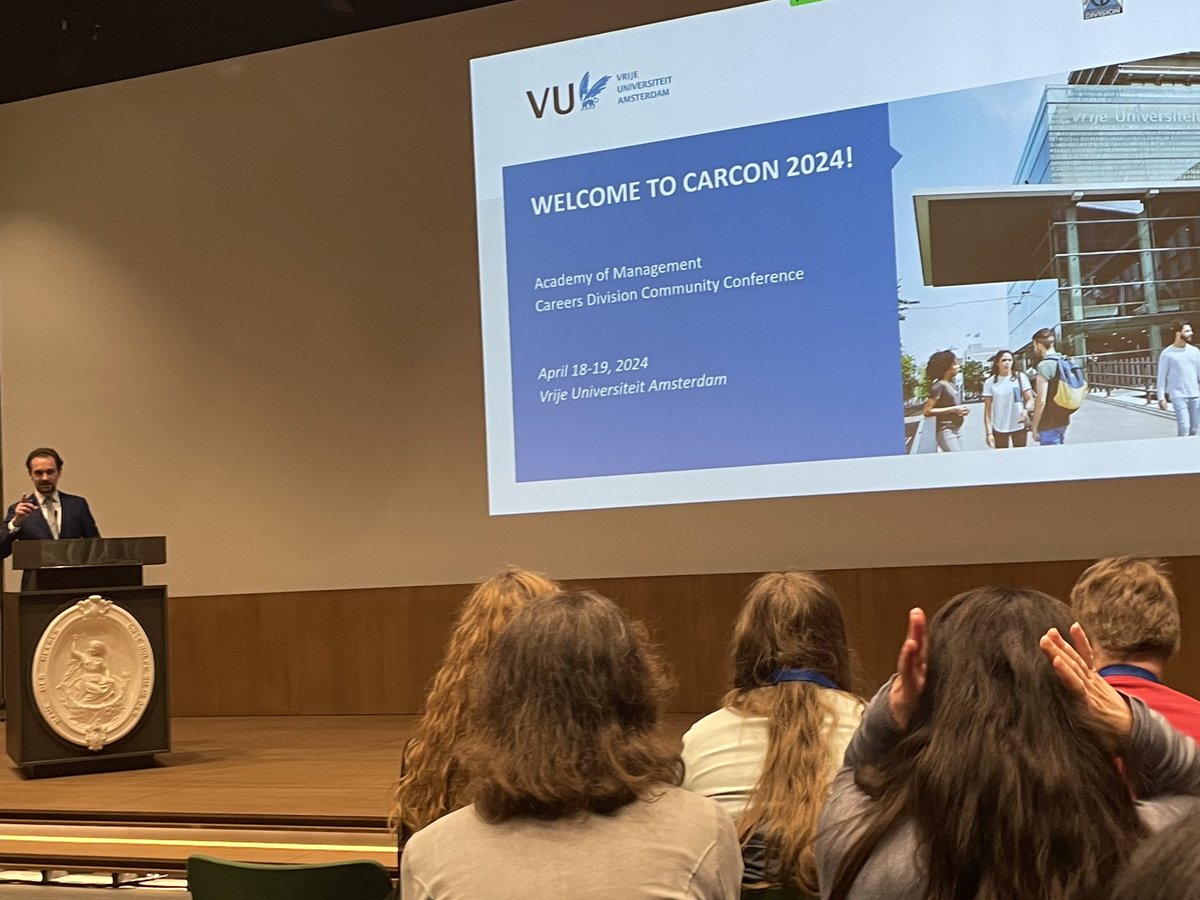 Delighted to be attending #Carcon2024 ⁦@AOMConnect⁩ #careers division conference among 200 other career scholars at Vrije University Amsterdam