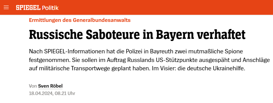 1/3 #Spionage #Sabotage #Diversion #Zersetzung #AktiveMassnahmen #Landesverteidigung #Bündnisverteidigung #LVBV Russische 'aktive Massnahmen' sind durchaus präsent. Wer glaubt, dass Kampfhandlungen nur an der Bündnisperipherie stattfinden werden, irrt! 🔗spiegel.de/politik/deutsc…