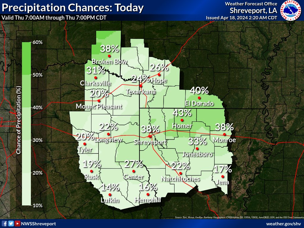 Rain chances to increase ahead of an approaching frontal boundary with highs forecast to climb into the mid 80s today.